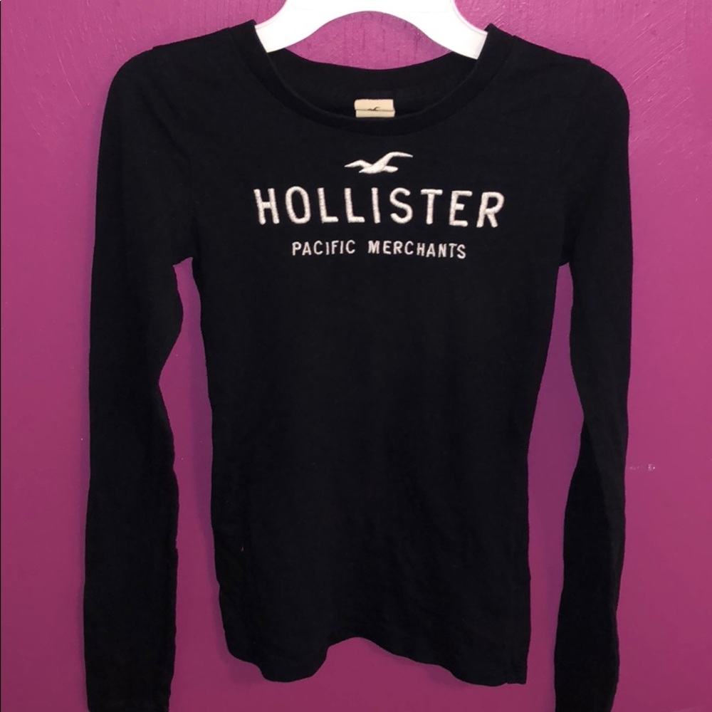 Navy Blue Hollister Stitched Logo Tee